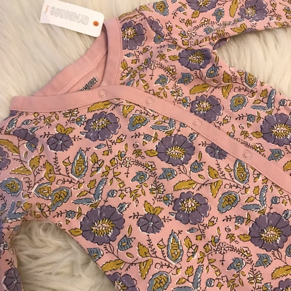 Gymboree Floral Snap Up Pajamas 6-9M - Picture 3 of 8